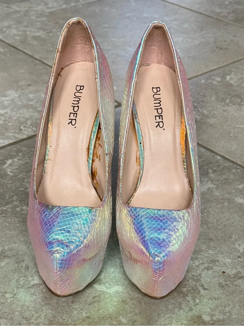 Holographic Iridescent Platform High Heels - Women